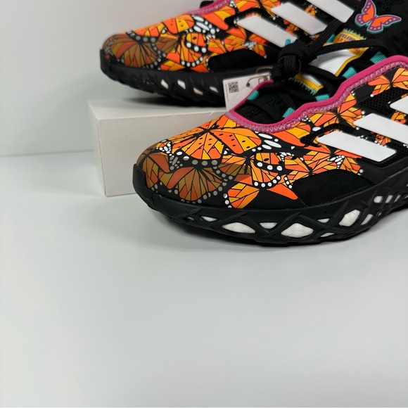 WEB BOOST DAY OF THE DEAD MENS RUNNING SHOE PRIMEKNIT MONARCH BUTTERFLIES ORANGE - Picture 5 of 10
